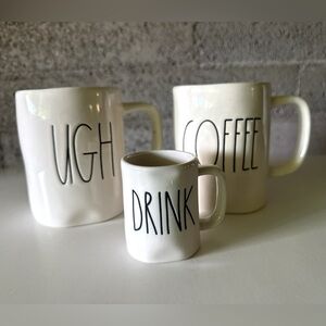 Rae Dunn “UGH” “COFFEE” & “DRINK” (Mini)  Mug Set – Funny Morning Coffee Trio